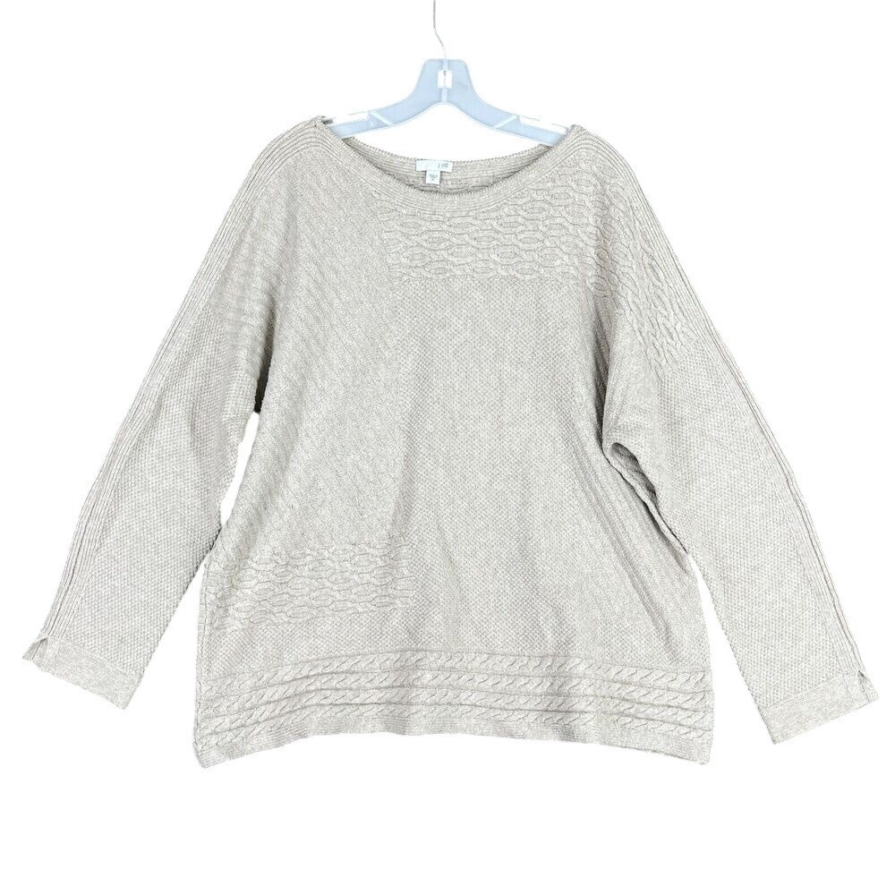 J Jill Cozy Soft Cable Knit Relaxed Classic‎ Sweater Womens XL  Layer